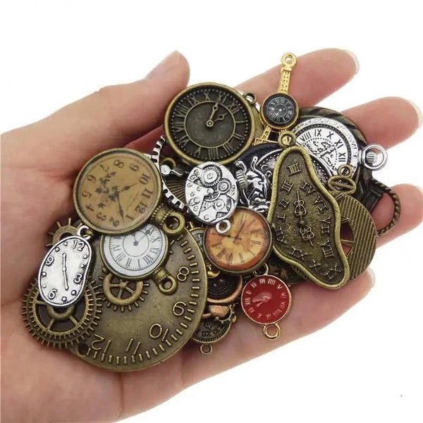 Grand Lot De Breloques Et Pendentifs Steampunk/rockabilly - Engrenages, Aiguilles, Clés - Neuf Sans Emballage