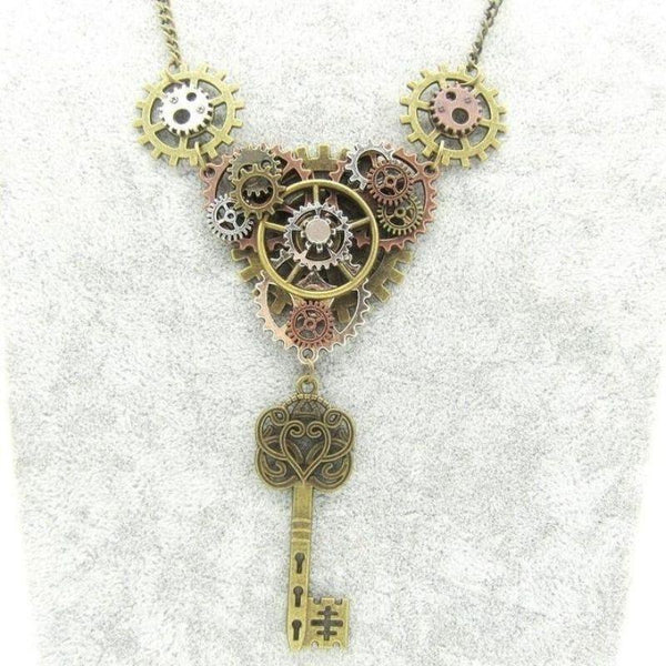 Collier steampunk en dentelle avec pendentif - Les Arcanes d'Hel