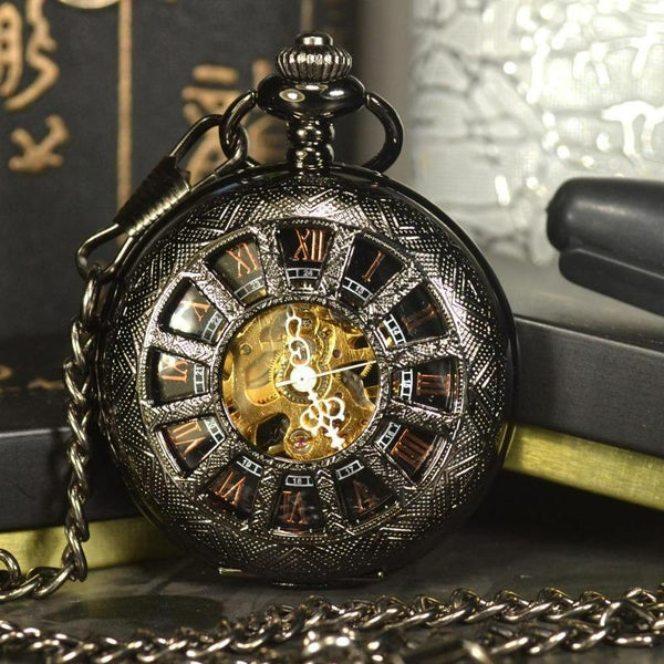 Gugxiom Montre De Poche Mécanique Squelette Steampunk Lumineuse – Style Vintage Avec Chaîne Élégante, Parfait Cadeau Pour Homme