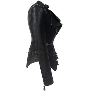 veste en cuir gothique femme noire