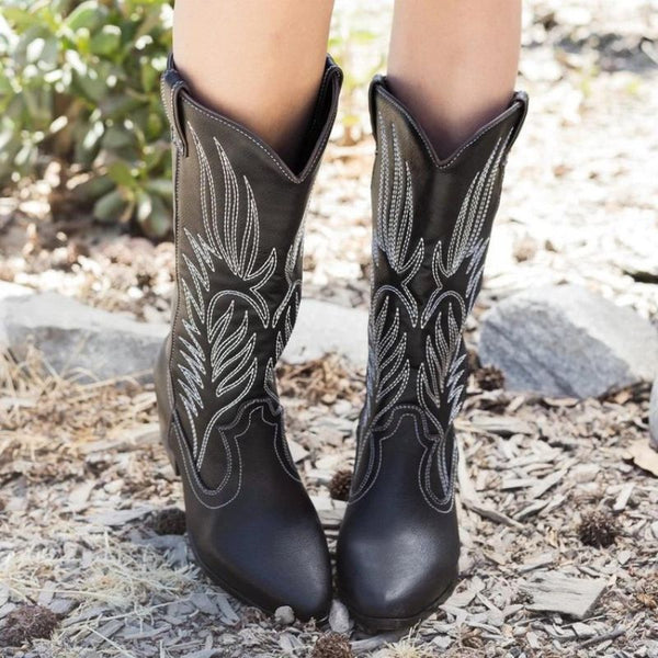 Jama Old West 18001 santiague pour femmes en cuir noir Jama Old West 18001 santiague pour femmes en cuir noir