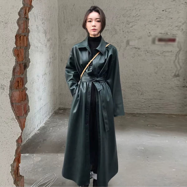 Manteau Trench Coat Surdimensionné en PU