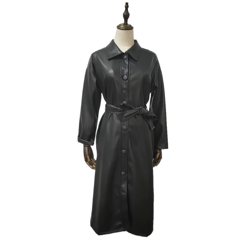 Manteau Trench Coat Surdimensionné en PU