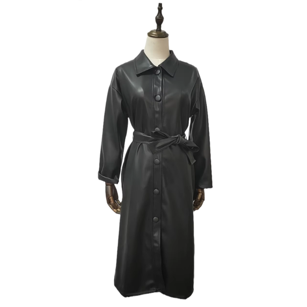 Manteau Trench Coat Surdimensionné en PU