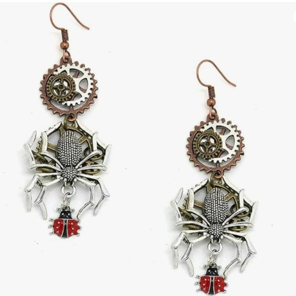 Boucles d'Oreilles Steampunk Araignée