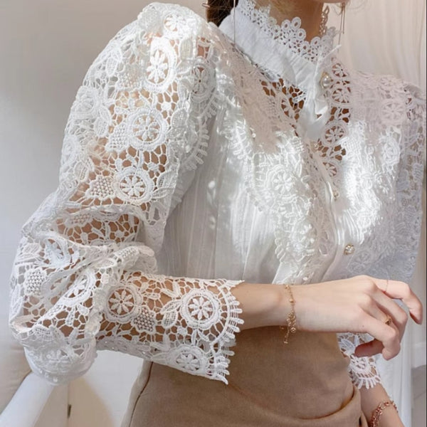 Chemisier Dentelle Col Victorien