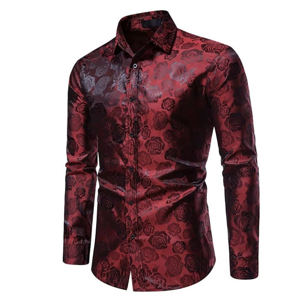Chemise Rouge à Fleur Homme