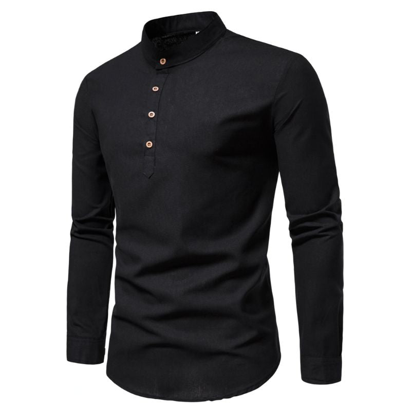 Polo Manche Longue Col Mao Homme Steampunk Boutique