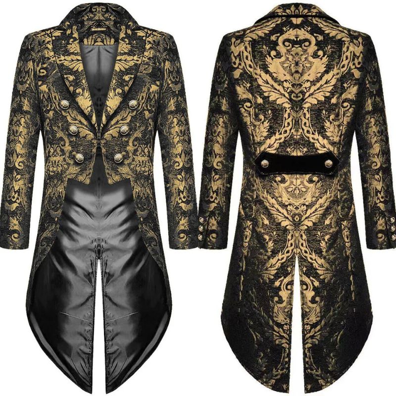 Costume Halloween Homme Vintage Steampunk - Veste Gothique Longue Manteau Médiéval Blouson Homme Déguisement