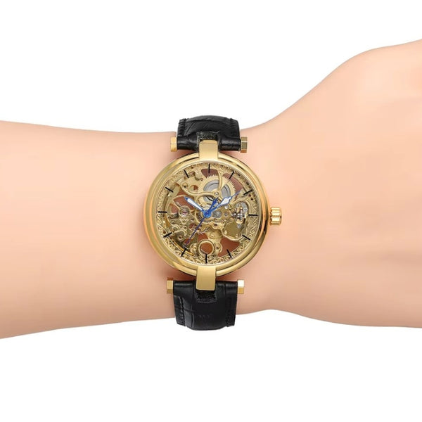 Montre Squelette Femme Bracelet Cuir