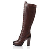 Bottes victoriennes a lacets en cuir marron pour femme, vue de cote