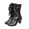 Bottines Steampunk Victoriennes à lacets noires, vue de face