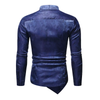 Chemise Asymétrique Homme bleu marine motif paisley, vue de dos, col mao