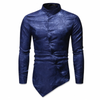 Chemise Asymétrique Homme bleu marine motif paisley, vue de face