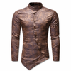 Chemise Asymétrique Homme camel motif paisley, vue de face
