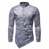 Chemise Asymétrique Homme grise motif paisley, vue de face