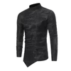 Chemise Asymétrique Homme noire motif paisley jacquard, vue de face, col mao