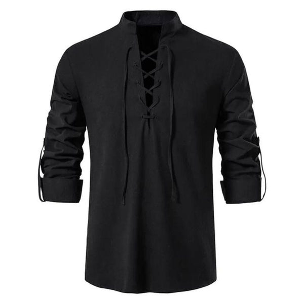 chemise col à lacet homme