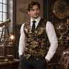 Gilet Costume Homme Imprimé Doré porté en ambiance