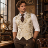 Gilet Costume Homme Imprimé Ecru porté en ambiance