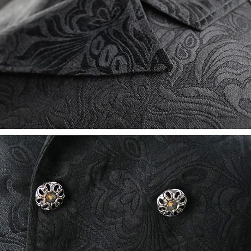Completo con gilet in broccato gotico steampunk, cravatta e spilla ML - Italia Completo con gilet in broccato gotico steampunk, cravatta e spilla ML - Italia