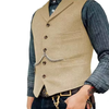 Gilet Steampunk Homme Sans Manche beige avec chaîne de gousset