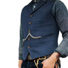 Gilet Steampunk Homme Sans Manche bleu marine avec chaîne de gousset