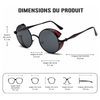 Lunettes de Soleil Steampunk Homme, monture noire, dimensions et détails techniques