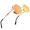Lunettes de Soleil Steampunk Homme, monture dorée et verres miroir orange