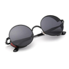 Lunettes de Soleil Steampunk Homme, monture noire et verres fumés gris