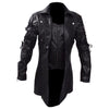 Veste steampunk gothique en simili cuir noire pour homme, vue de face