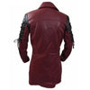 Veste steampunk gothique en simili cuir rouge et noir pour homme, vue de dos