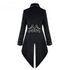 Veste steampunk gothique redingote noire a broderies argentees, vue de dos