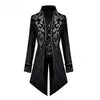 Veste steampunk gothique redingote noire a broderies argentees pour homme, vue de face