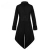 Veste steampunk gothique redingote noire a parements brocart, vue de dos
