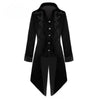 Veste steampunk gothique redingote noire a parements brocart pour homme, vue de face