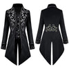 Veste steampunk gothique noire pour homme, vues de face et de dos