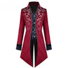 Veste steampunk gothique redingote rouge a broderies argentees pour homme, vue de face