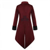Veste steampunk gothique redingote rouge a parements noirs, vue de dos