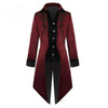 Veste steampunk gothique redingote rouge a parements noirs pour homme, vue de face