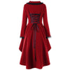 Veste longue style victorien pour femme rouge, vue de dos avec lacage corset