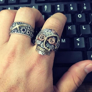 bague tete de mort steampunk