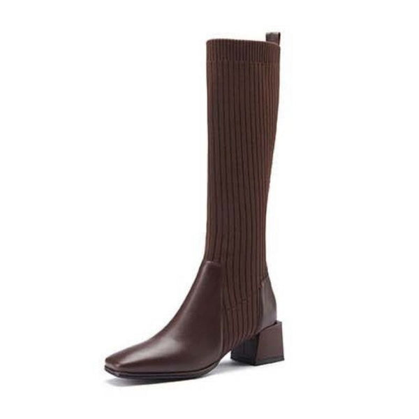 bottes chaussettes femme marron