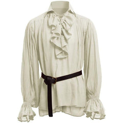 Chemise Renaissance médiévale pour hommes, t-shirt à manches longues, chemisier cosplay, siècle participé, 7,5