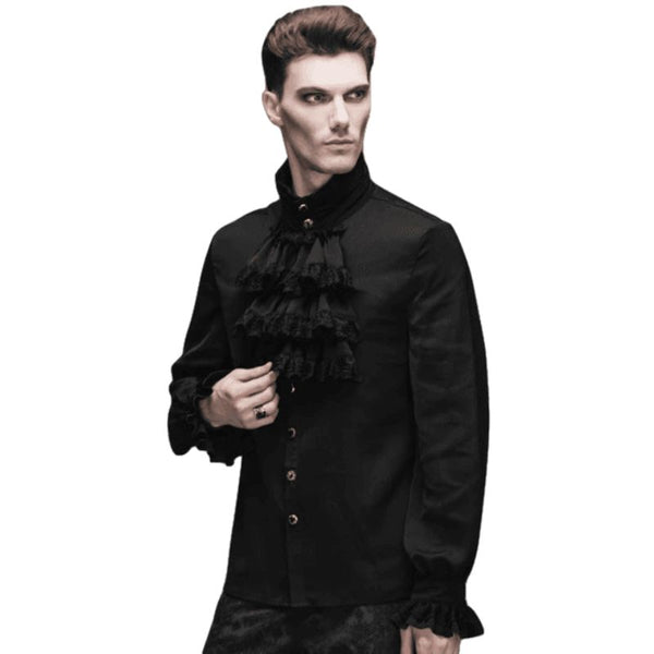 chemise noire jabot homme