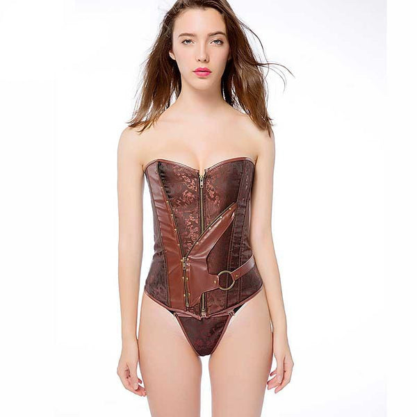 Corset Steampunk Vintage Marron
