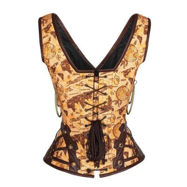 corset steampunk doré