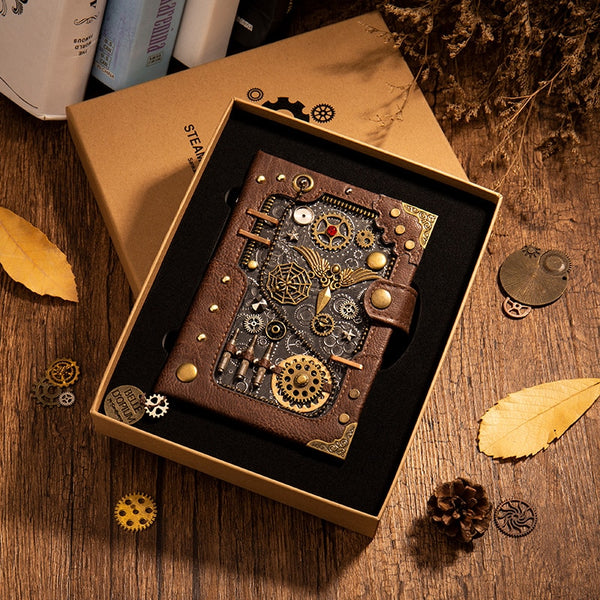 carnet en cuir steampunk