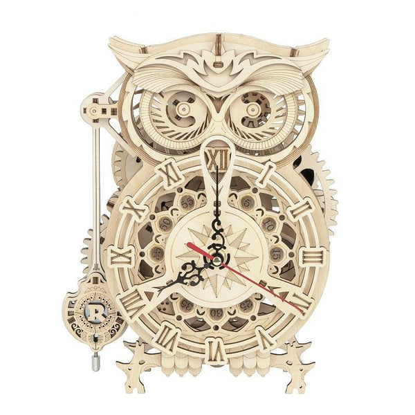 maquette bois horloge hibou