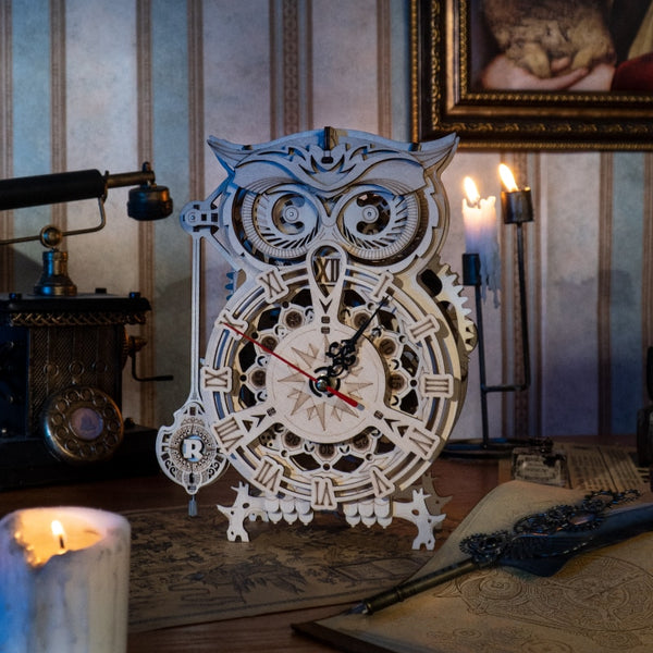horloge hibou bois
